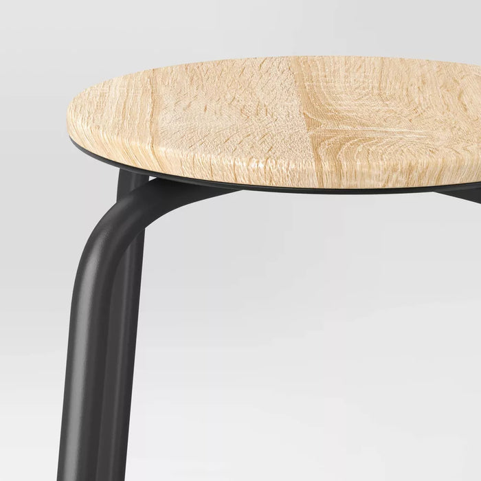 Set of 2 24" Wood and Metal Base Backless Counter Height Barstool Stool with Footrest Natural - Room Essentials™