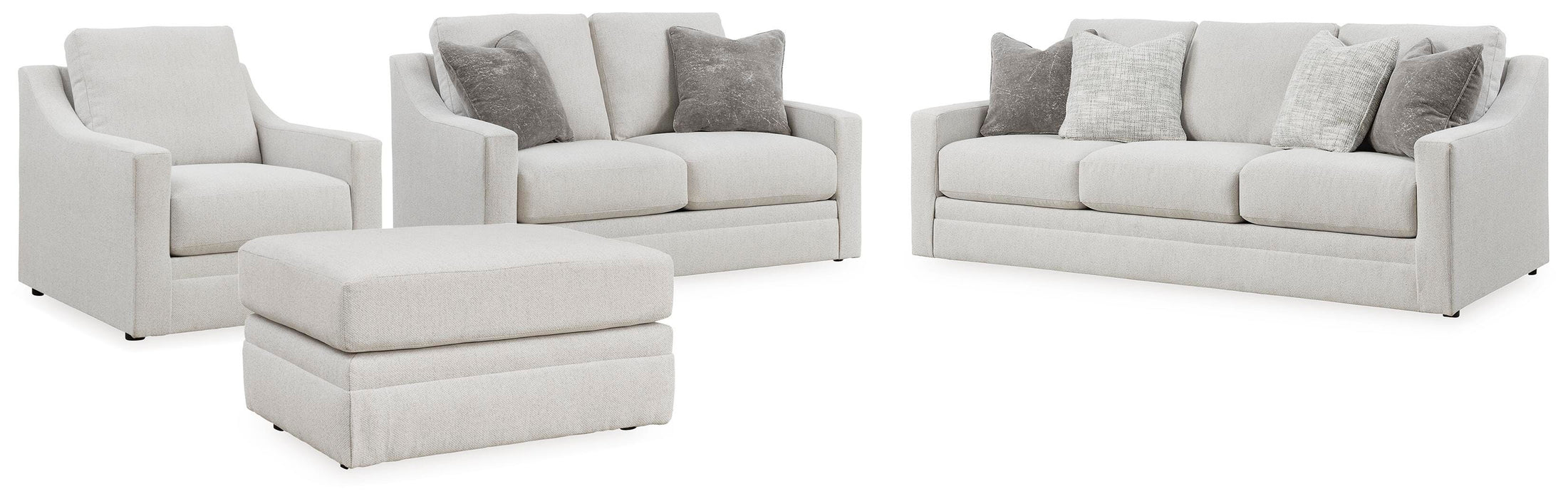 Maitelynn Chalk Maitelynn Sofa, Loveseat, Chair and Ottoman