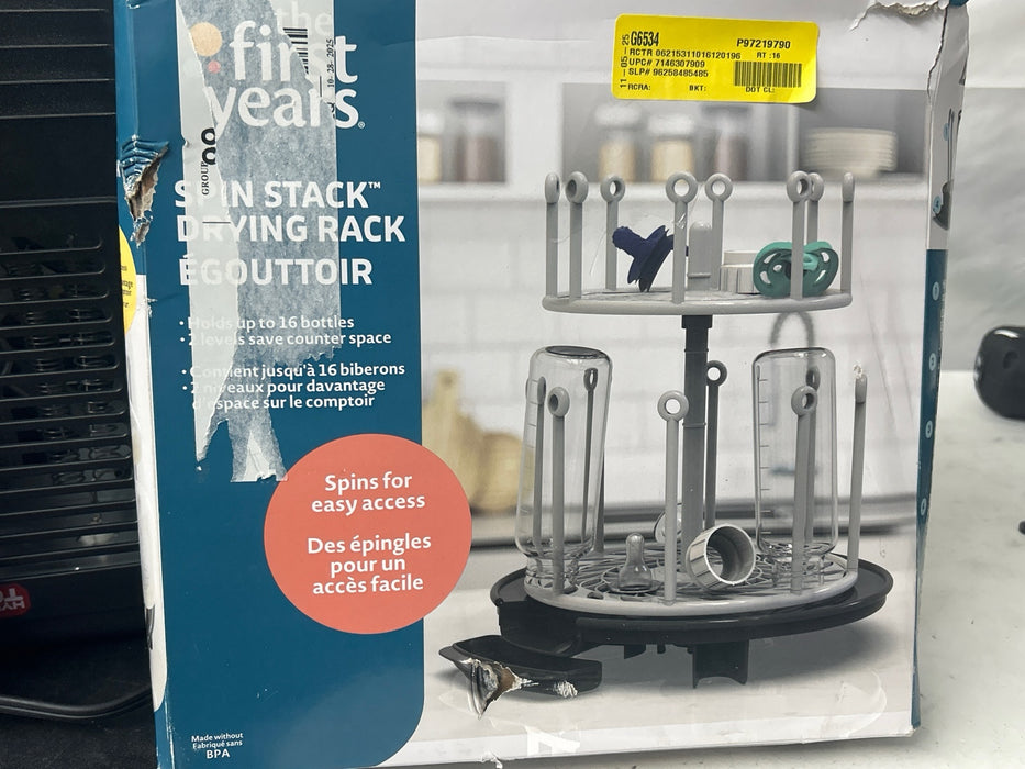 The First Years Plastic Spin Stack Bottle Drying Rack Black - new