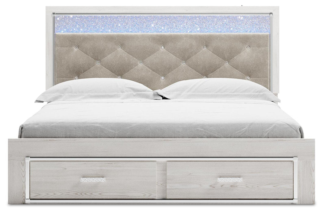Altyra White Altyra King Upholstered Storage Bed