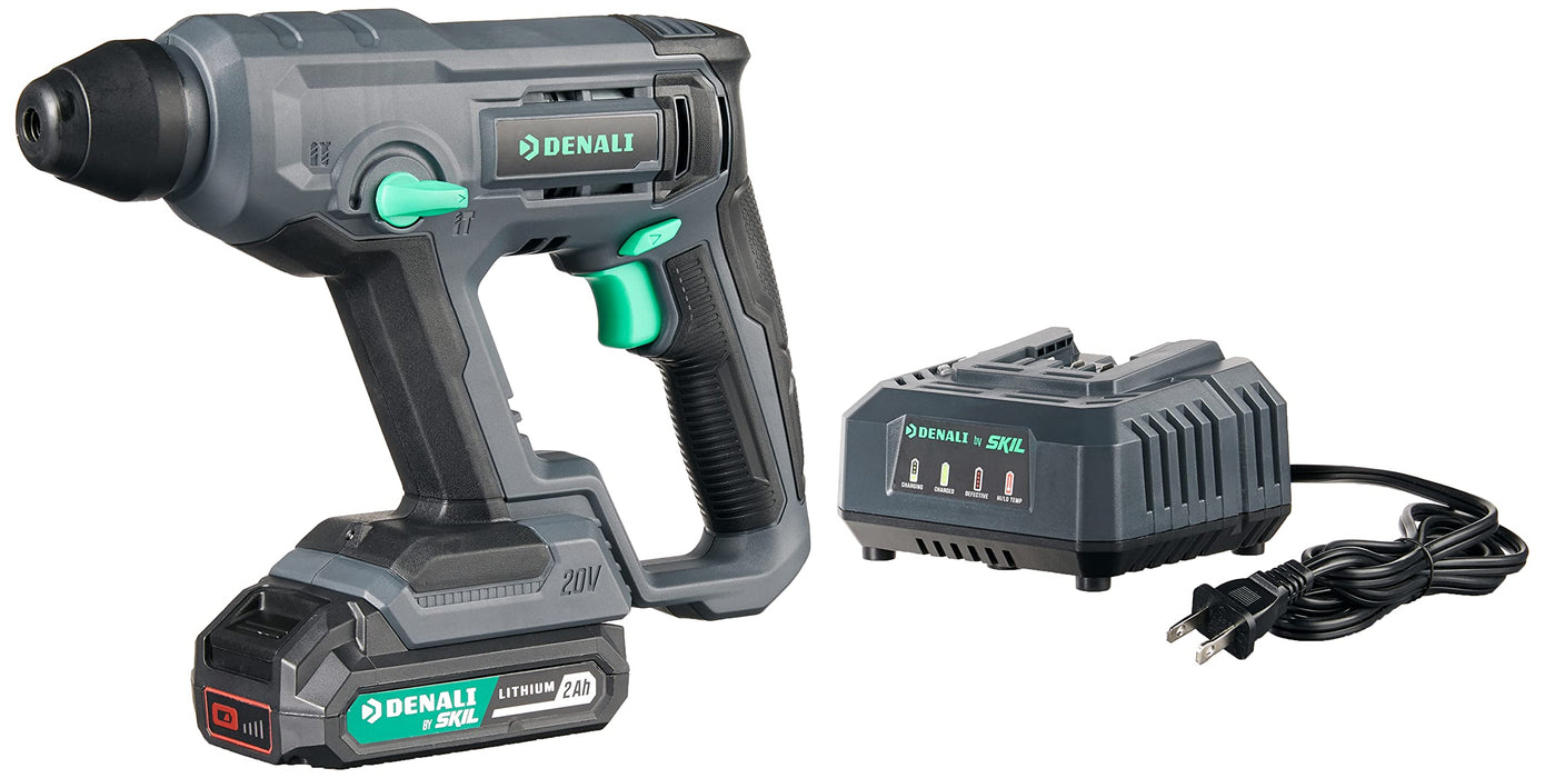 Amazon Brand - Denali by SKIL 20V Cordless Rotary Hammer Kit with 2.0Ah Lithium Battery and 2.4A Charger, Blue - open_box
