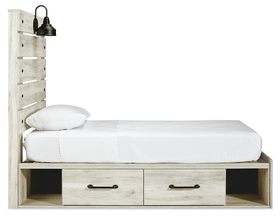 Cambeck Whitewash Cambeck Twin Panel Bed with 2 Storage Drawers