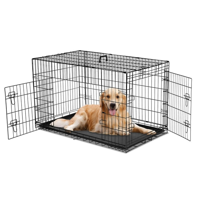Simenmax Dog Crate, 36 Inch Small Wire Kennel with Divider Panel, Metal Cages with Double Door, Leak-Proof Pan Tray, Folding Portable for Indoor Outdoor Travel - new