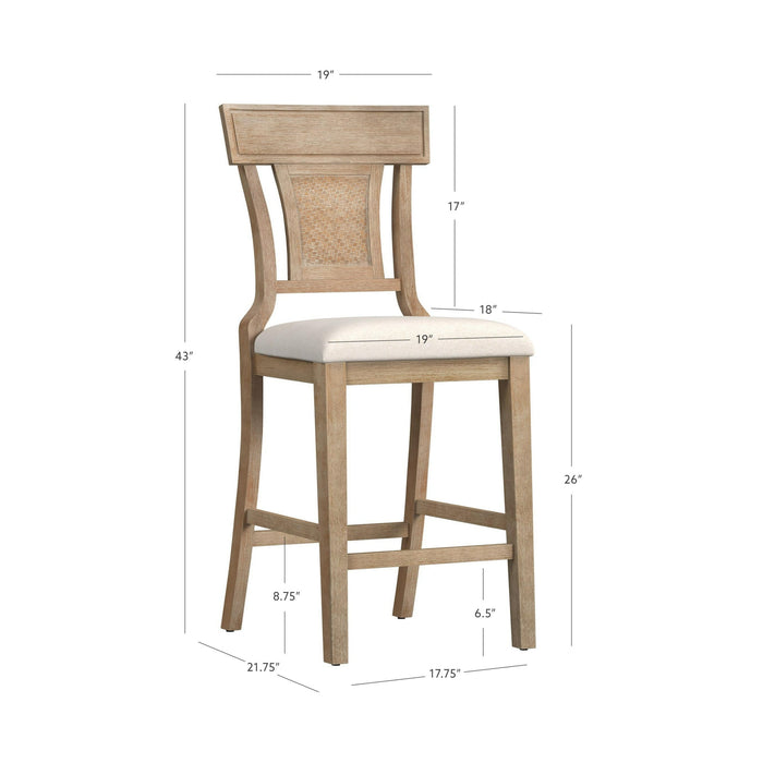 Linon Rylan 26" Counter Stool, Rustic Graywash/Beige - new