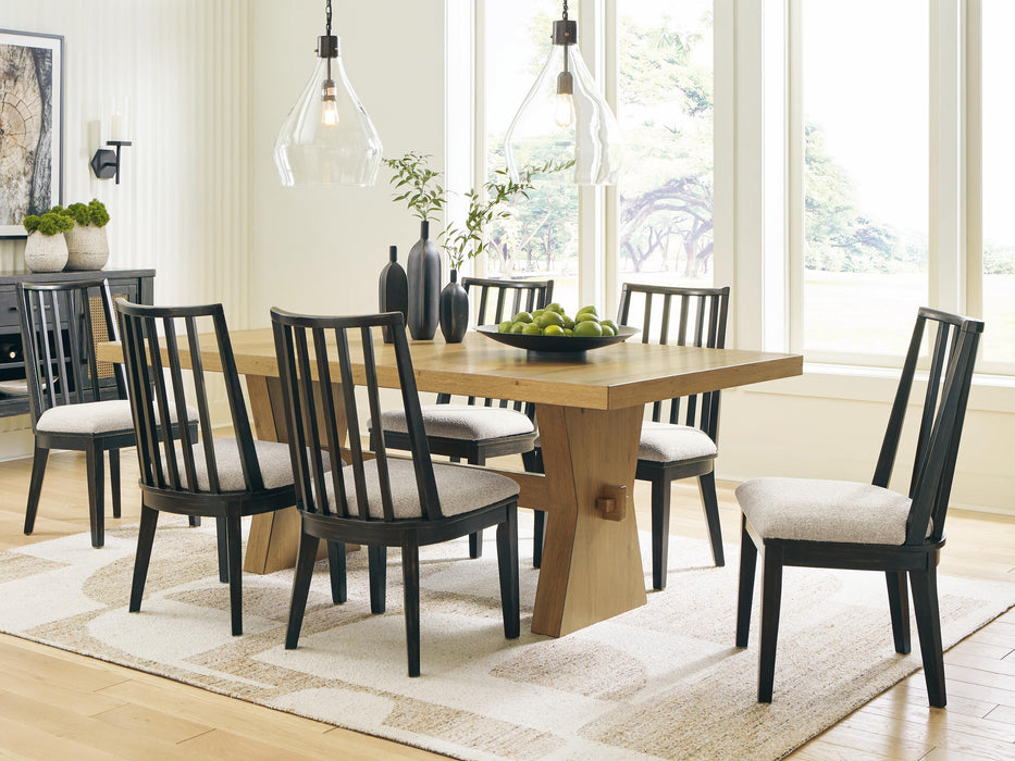 Galliden Light Brown Galliden Dining Table and 6 Chairs - Brand New