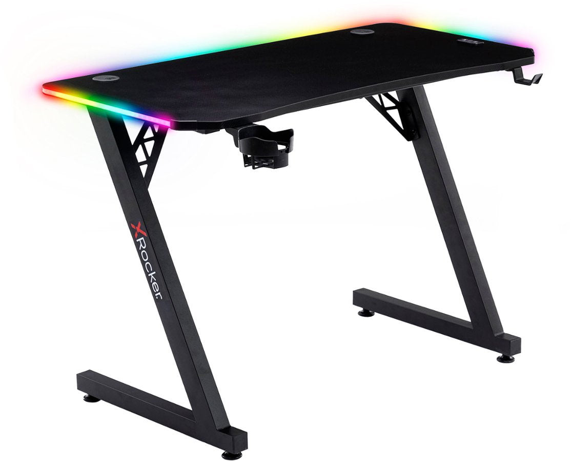 X Rocker - Cobra Gaming Desk with RGB Lighting - Black - new