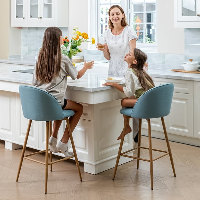 homy casa 26 counter height bar stools set of 2, swivel stools for kitchen island, lake blue - new
