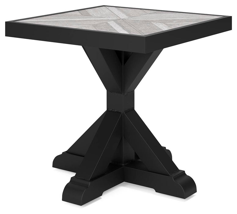 Beachcroft Black/Light Gray Square End Table