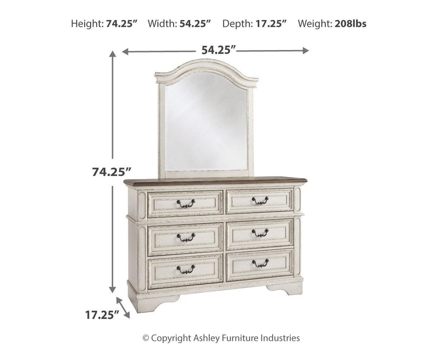 Realyn Chipped White Realyn Dresser and Mirror