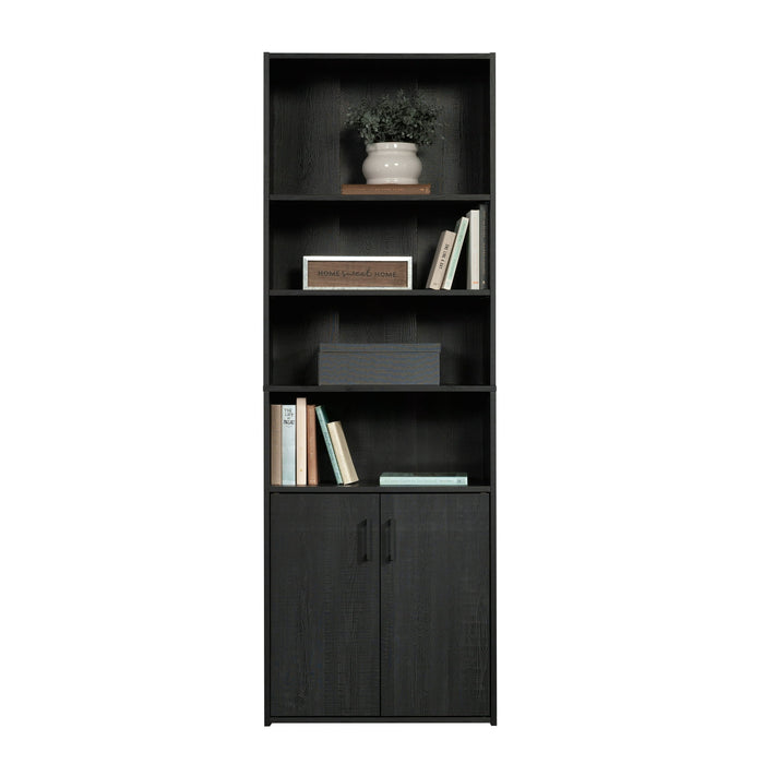 Mainstays Traditional 5 Shelf Bookcase with Doors, Black Finish - new