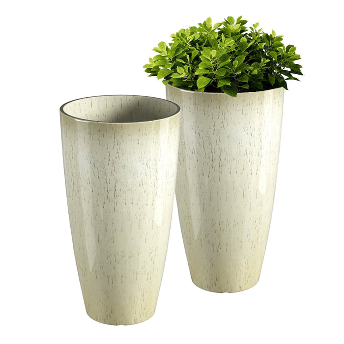 21 inch Tall Planters for Outdoor Plants Set of 2,Tall Plant Pots with Drainage Hole,Large Flower Pots for Indoor Front Porch Garden Home Patio,Beige - new