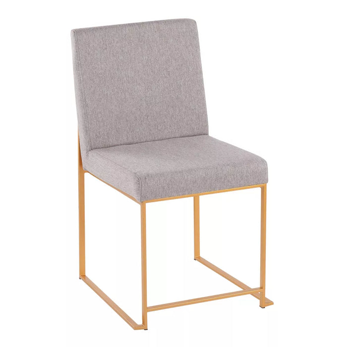 Set of 2 Highback Fuji Dining Chairs: Upholstered, Gold Frame, Light Gray - LumiSource - new
