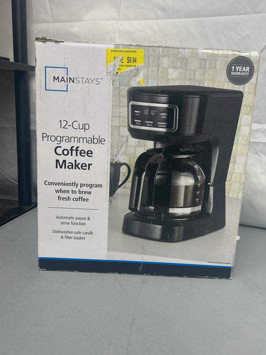 Mainstays CM1449-UL Black 12-Cup Programmable Drip Coffee Maker - new