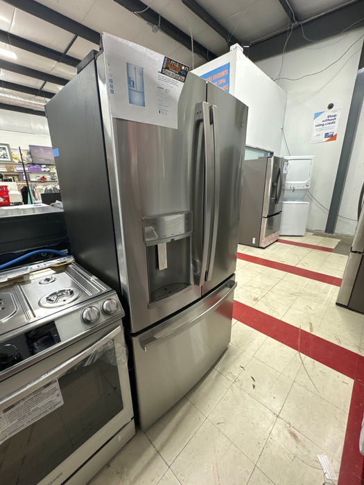 GE Profile PYE22KYNFS 36" Counter-Depth Bottom Freezer with French Door Twin Chill Evaporator Quick Space Shelf and LED Lighting in Fingerprint Resistant Stainless Steel - open_box