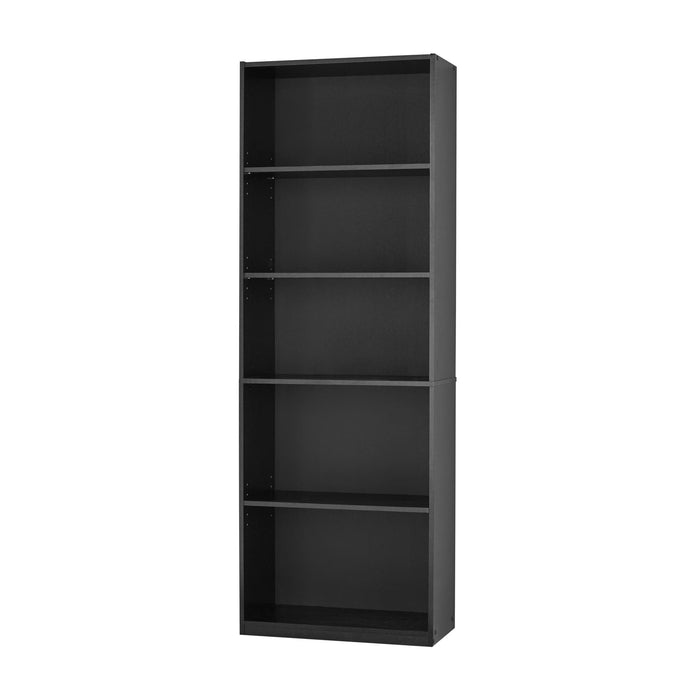 Mainstays 5-Shelf Bookcase with Adjustable Shelves, True Black Oak - new