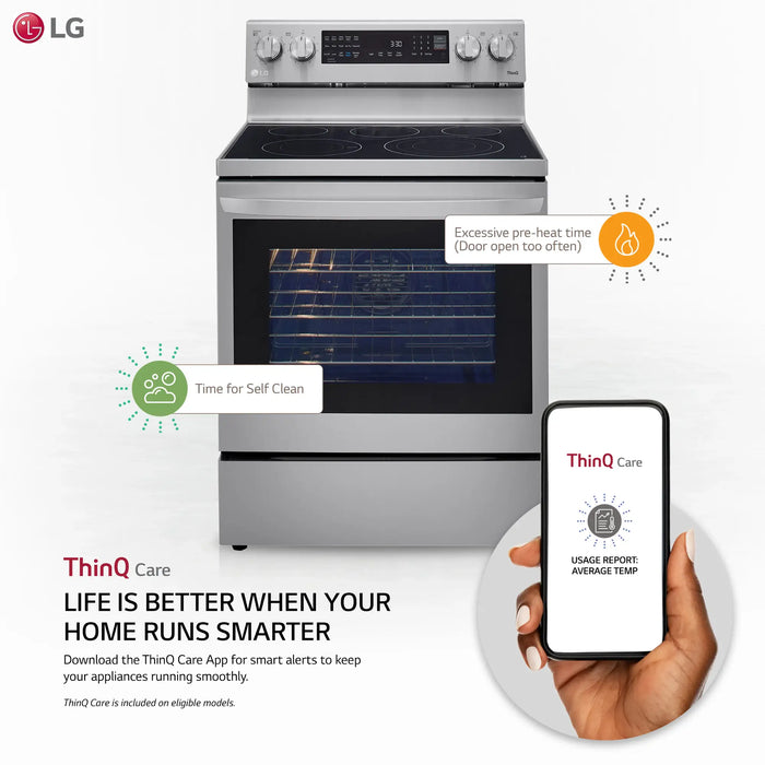 LG - 6.3 Cu. Ft. Smart Freestanding Electric Convection Range with EasyClean and InstaView - Stainless Steel - new
