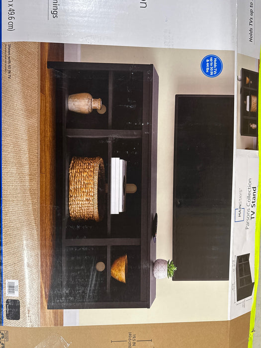 Mainstays Parsons TV Stand for TVs up to 50", Black Oak - new