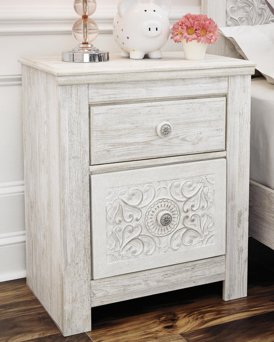 Paxberry Whitewash Two Drawer Night Stand