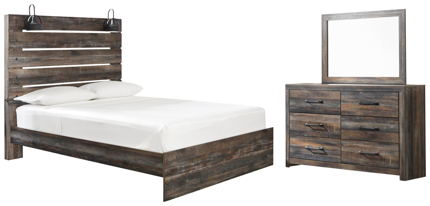 Drystan Multi Drystan Queen Panel Bed with Mirrored Dresser