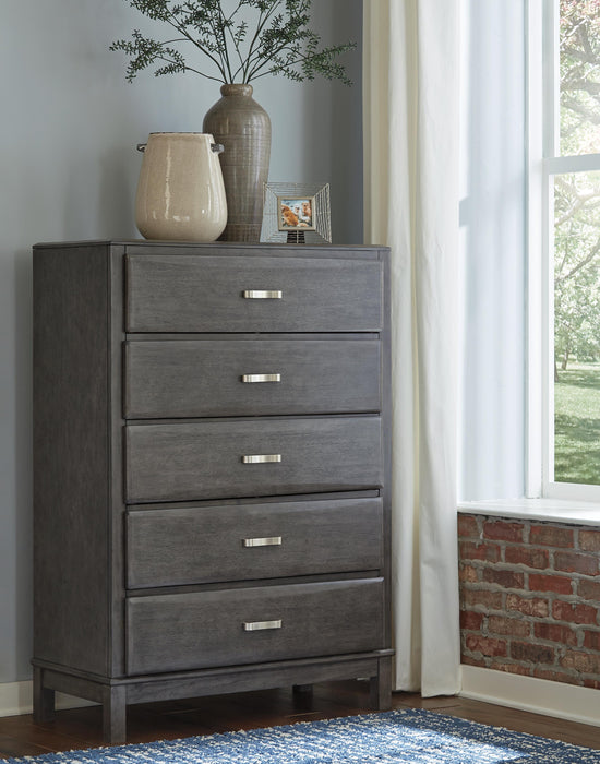 Caitbrook Gray Five Drawer Chest