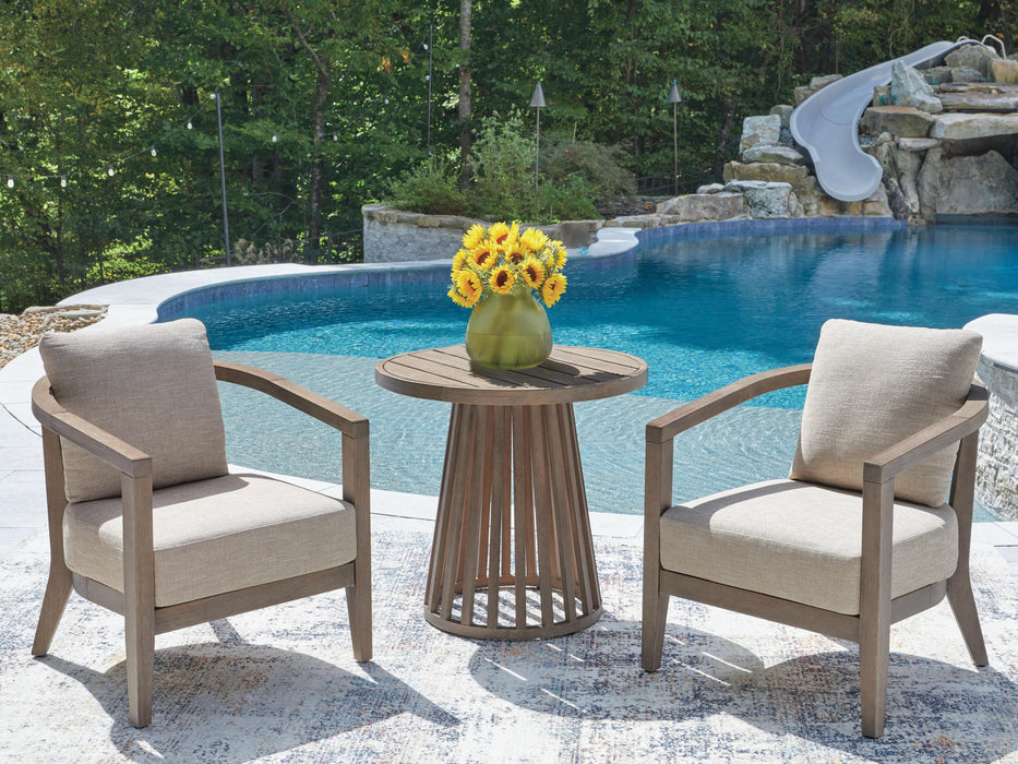 Sunset Lake Beige Chairs w/CUSH/Table Set (3/CN)