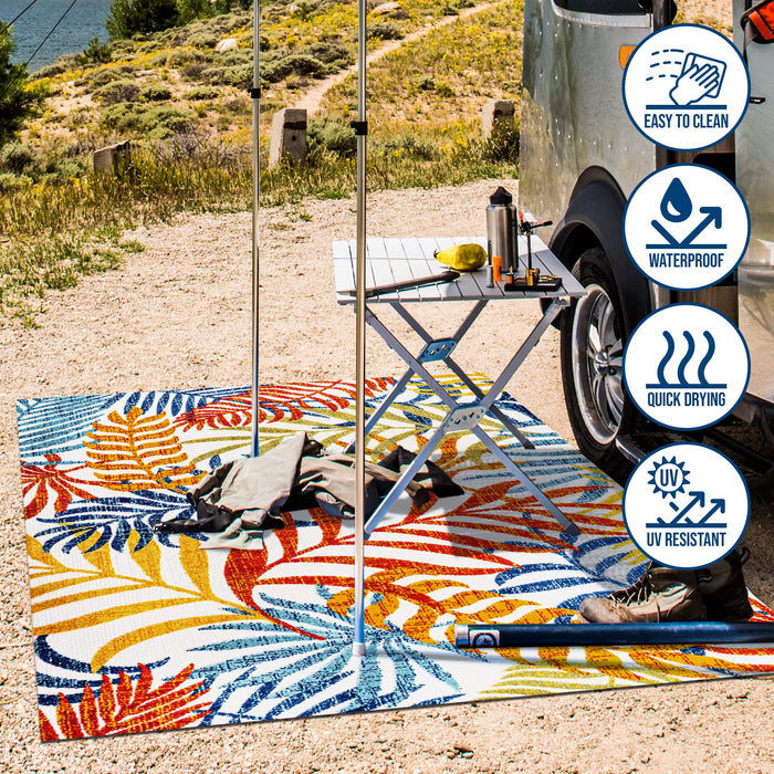 JONATHAN Y AMC100B-5 Tropics Palm Leaves Indoor Outdoor Area-Rug Bohemian Floral Easy-Cleaning High Traffic Bedroom Kitchen Backyard Patio Porch Non Shedding, 5 X 8, Cream/Orange - new