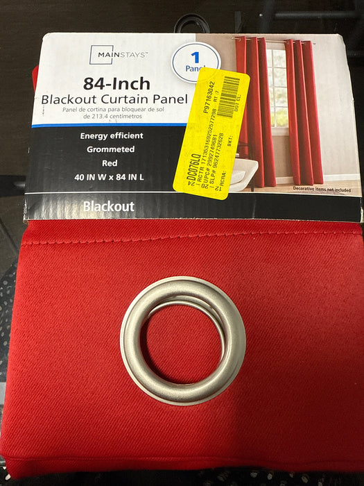 Mainstays Grommet Top Blackout Curtain Panel, 1 Panel, Red, 40" W x 84" L - new