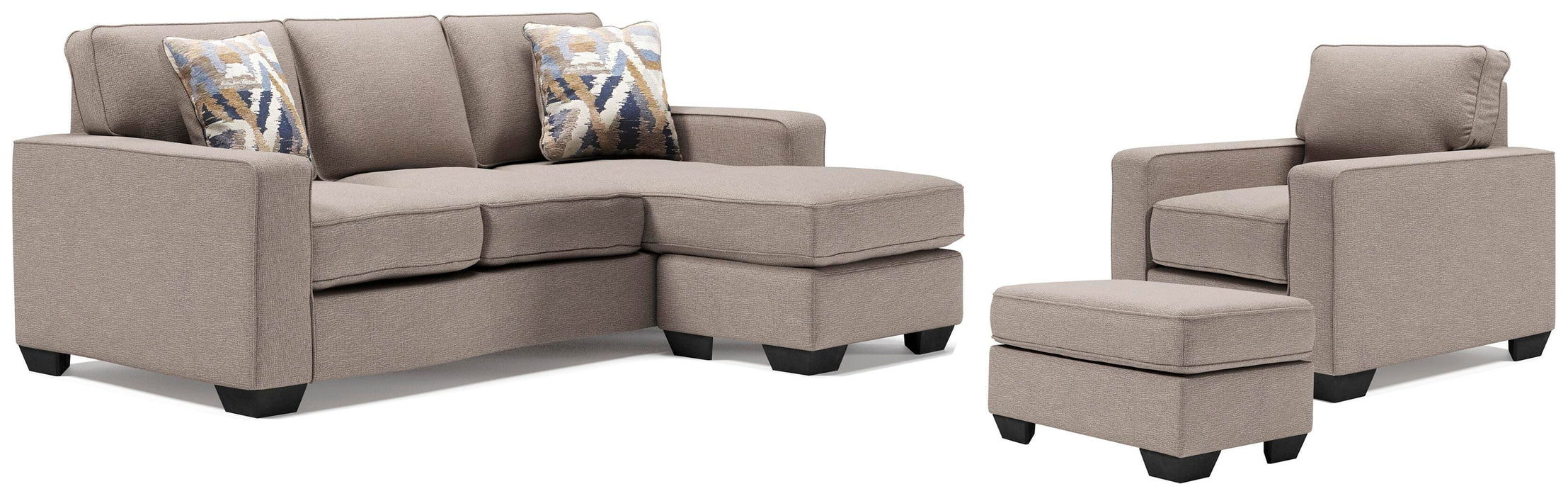 Greaves Stone Greaves Sofa Chaise, Chair, and Ottoman
