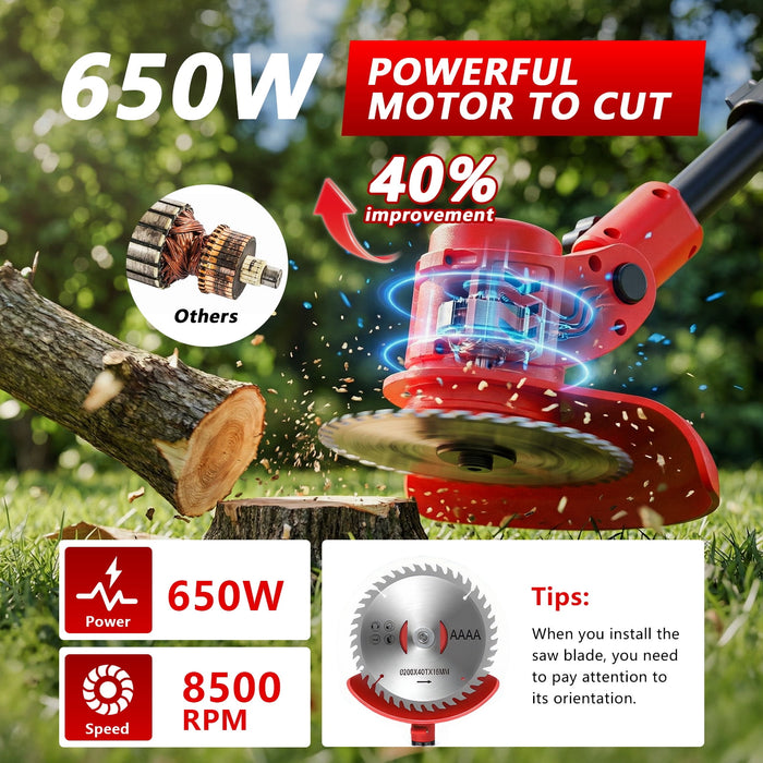 Tanbaby  Cordless Weed Eaters, Electric Grass Trimmer & Edger, Tanbaby 6 inch 3-in-1 Weed Wacker Kit, 2000mAh Battery Powered Weed Wacker for Trimming and Edging