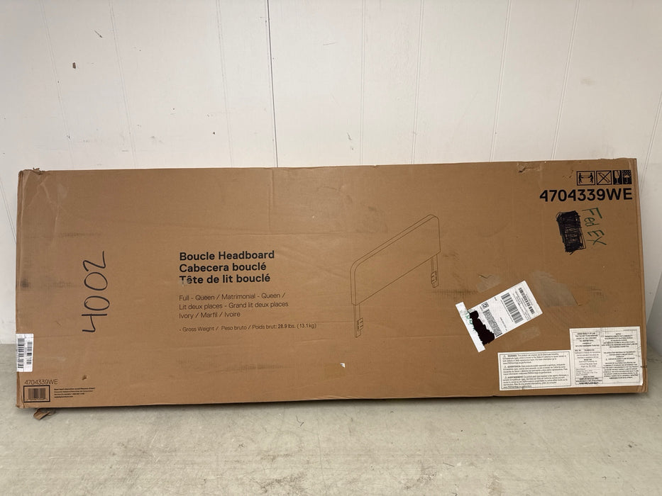 Better Homes & Gardens Juliet Full/Queen Boucle Headboard, Ivory - new