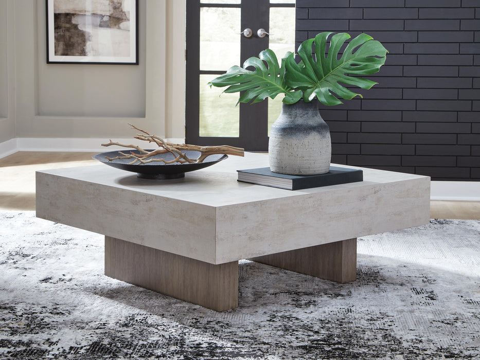 Jorlaina Light Grayish Brown Square Cocktail Table