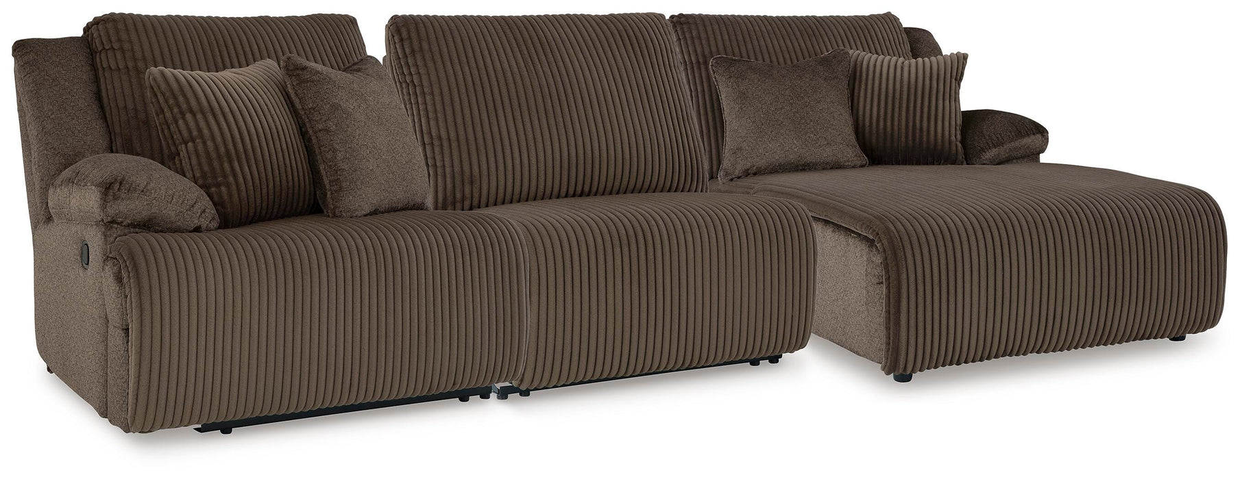 Top Tier Chocolate Top Tier 3-Piece Reclining Sofa Chaise Sectional