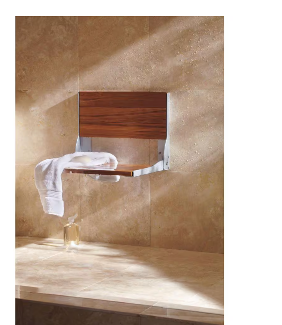 MOEN Fold Down Teak Shower Chair - new