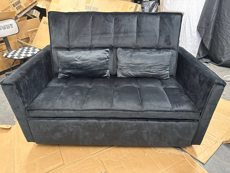 3 In 1 Velvet Convertible Sofa Bed, Pull Out Couch Bed with Reclining Backrest And 2 Pillows, 54" Full Size Loveseat Sleeper Sofa Futon Couch Bed, Couches For Small Spaces, Living Room (Black) - new