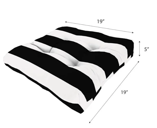 Providence Black Awning Stripe Outdoor Wicker Seat Cushion - open_box