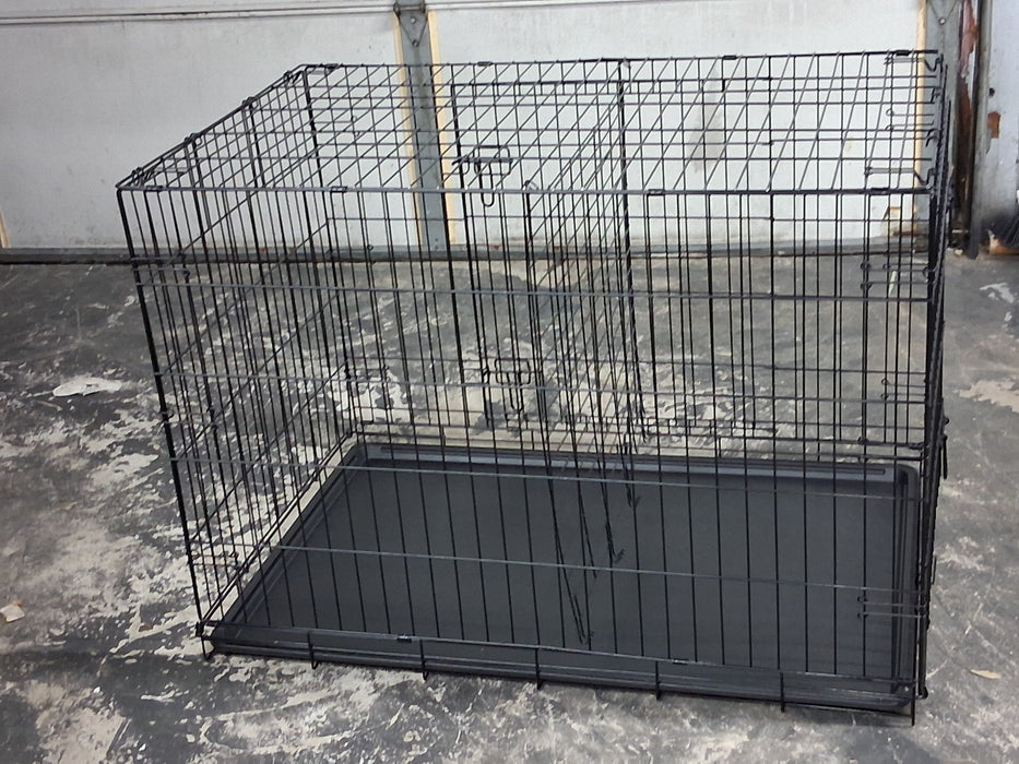 Vibrant Life Wire Dog Crate, Double-Door, Divider and Leak-Proof Tray, Metal, Foldable, Durable, Black, 36 in - new