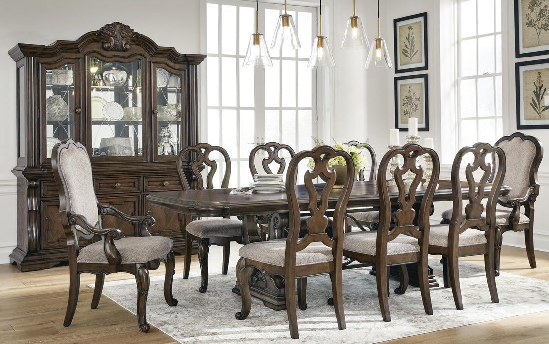 Maylee Dark Brown Maylee Dining Table and 8 Chairs