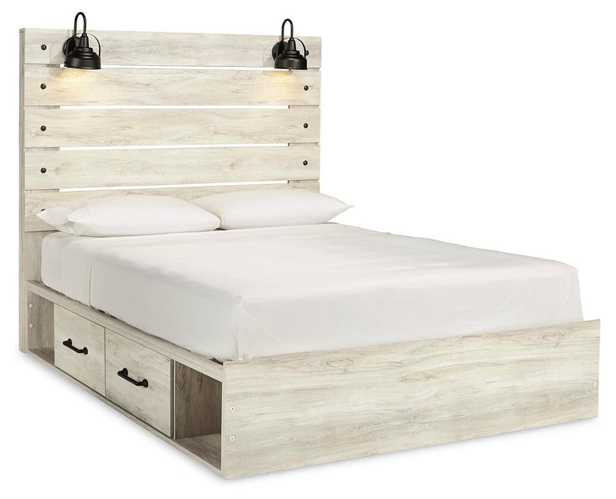 Cambeck Whitewash Cambeck Queen Panel Bed with 4 Storage Drawers