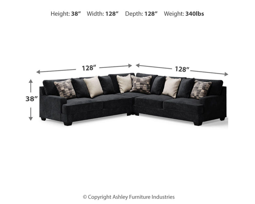 Lavernett Charcoal Lavernett 3-Piece Sectional
