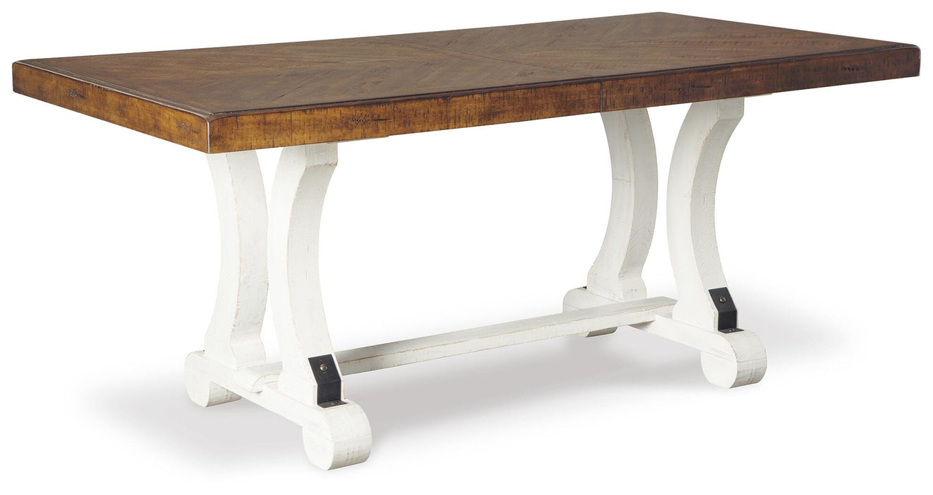 Valebeck White/Brown Rectangular Dining Room Table
