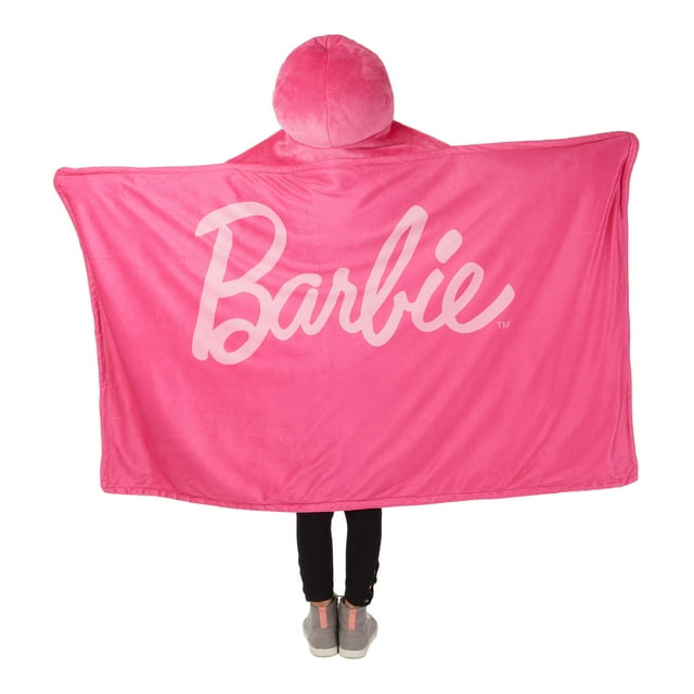 Barbie Kids Hooded Throw, Wearable Plush, Pink - new