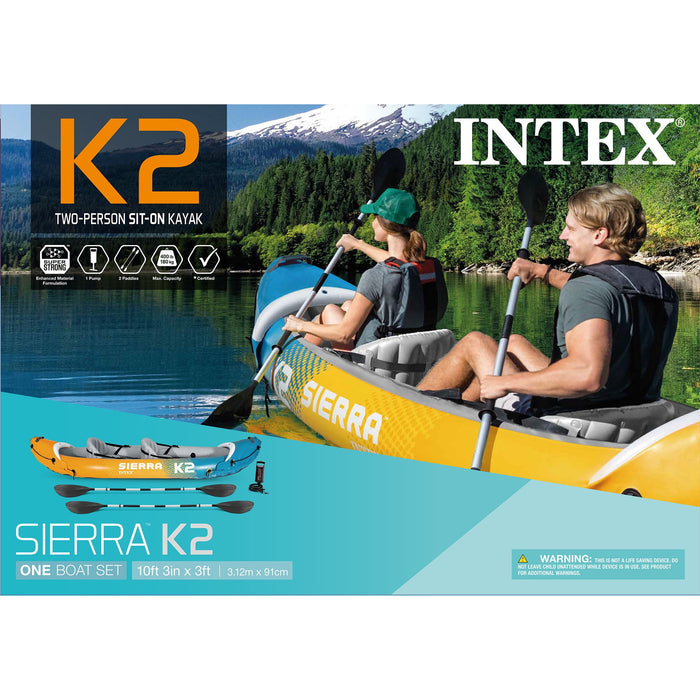 Intex Sierra K2 2-Person inflatable kayak with accessory kit, oars and hand pump - use_like_new
