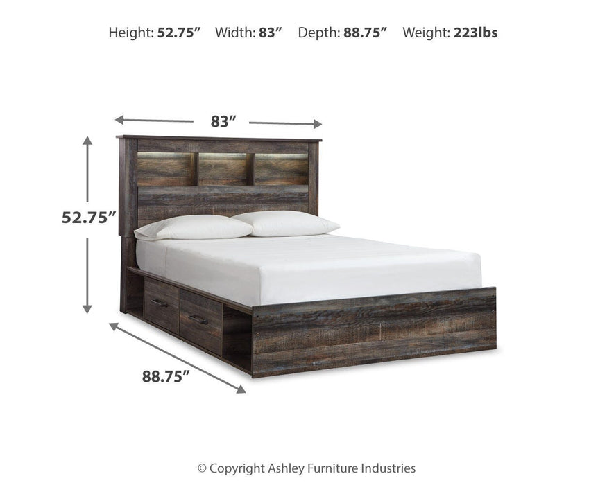 Drystan Multi Drystan Queen Bookcase Bed with 2 Storage Drawers