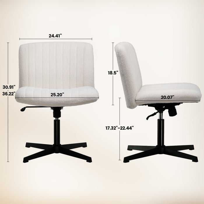 Mainstays Oversized Wide Seat Channel Upholstered Office Criss-Cross Chair, White Boucle - open_box