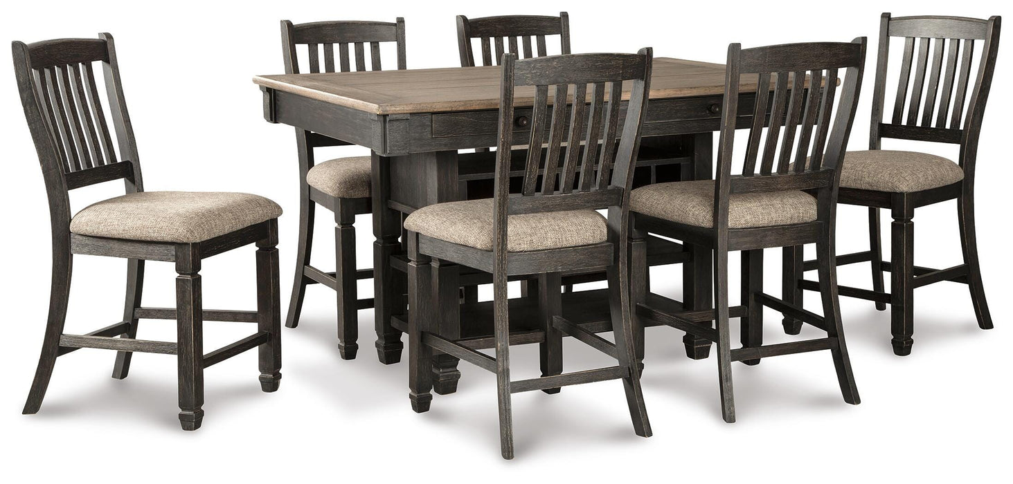 Tyler Creek Black/Gray Tyler Creek Counter Height Dining Table and 6 Barstools