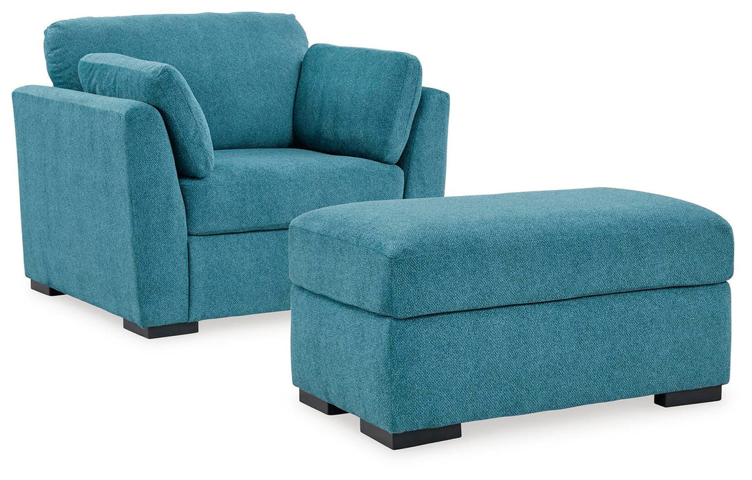 Keerwick Teal Keerwick Chair and Ottoman