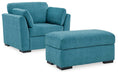 Keerwick Teal Keerwick Chair and Ottoman