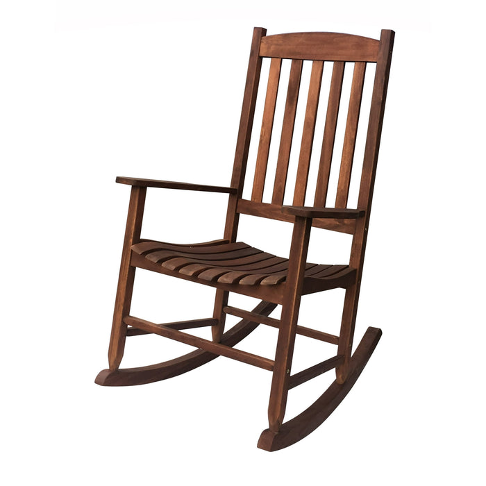 Mainstays Outdoor Wood Porch Rocking Chair, Dark Brown - new
