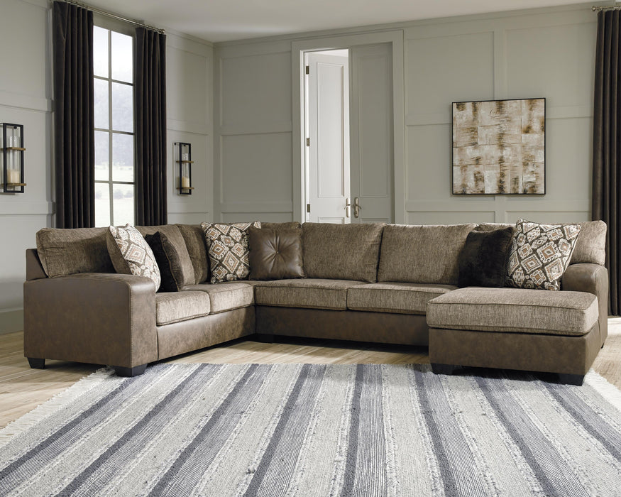 Abalone Chocolate Abalone 3-Piece Sectional with Chaise