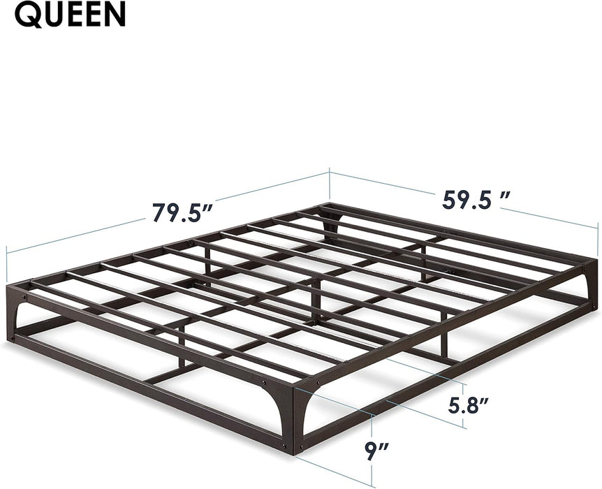 Mellow 9" Metal Platform Bed Frame with Heavy Duty Steel Slat Mattress Foundation (No Box Spring Needed), Queen, Black - new